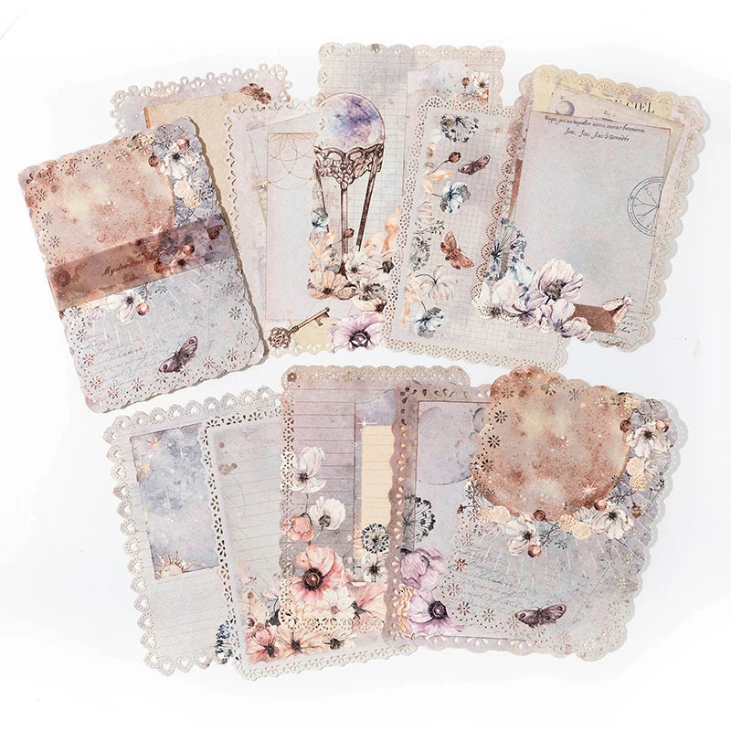 10-Piece Vintage Floral Lace Paper Set for Scrapbooking and Crafting