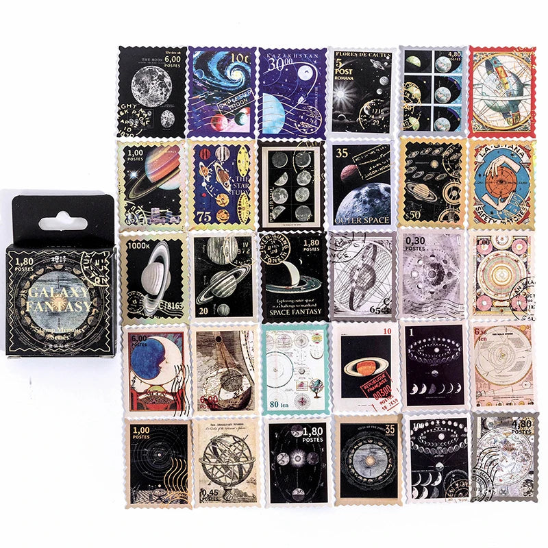 46-Piece Vintage Bronzing Stamp Stickers for Scrapbooking and Journaling