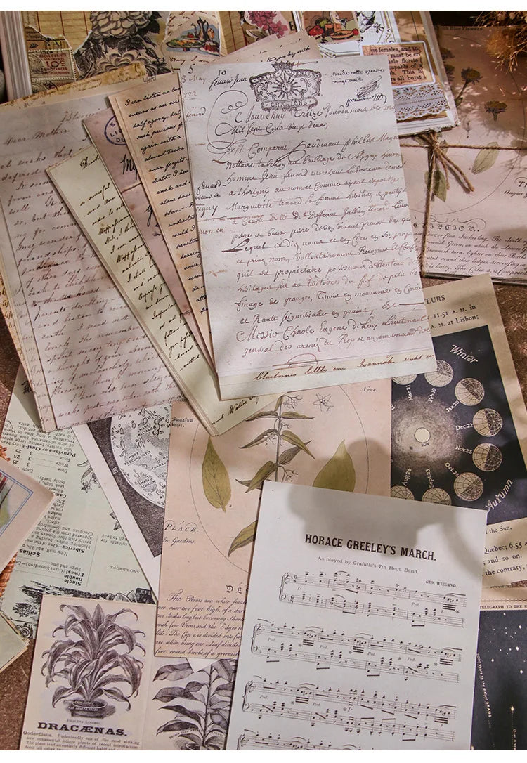 30-Piece Vintage Large Paper Set for Scrapbooking & DIY Projects