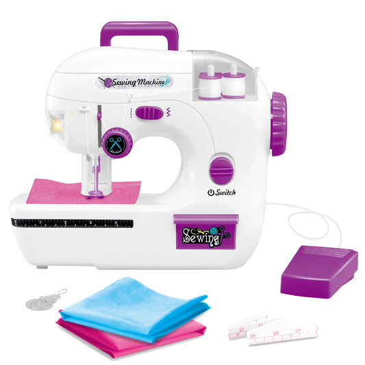 Portable Battery Powered Sewing Machine with Fabric and Measuring Tape