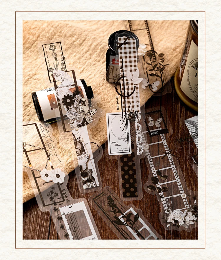 20-Piece Vintage Long Strip Sticker Set for Scrapbooking & Journaling