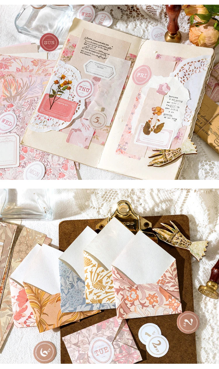 6-Style Vintage Plant Paper Set for Journaling & Scrapbooking Crafts