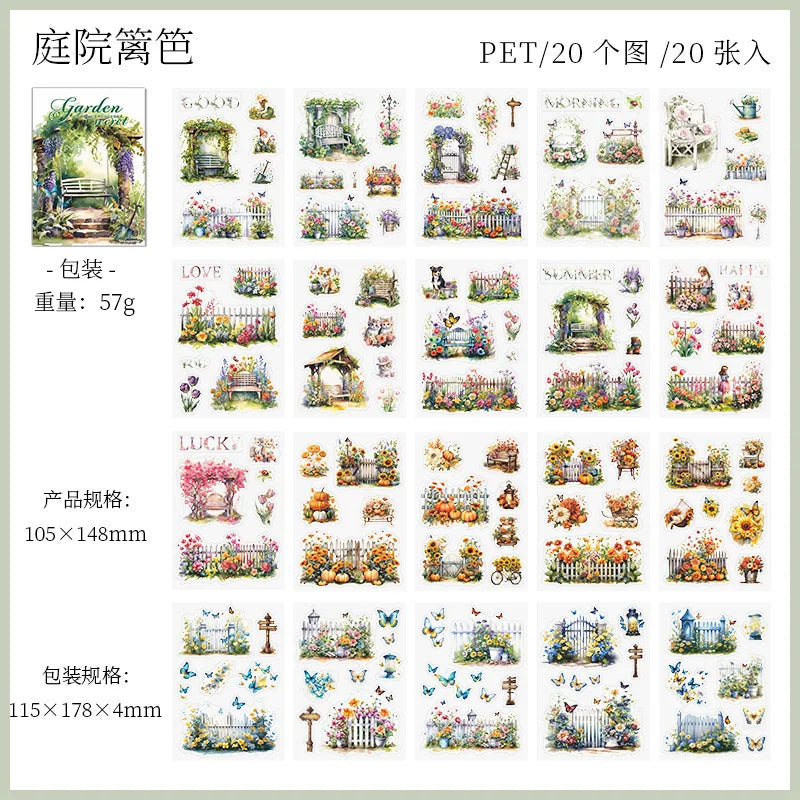 20-Sheet Vintage Log Cabin PET Sticker Book for Scrapbooking