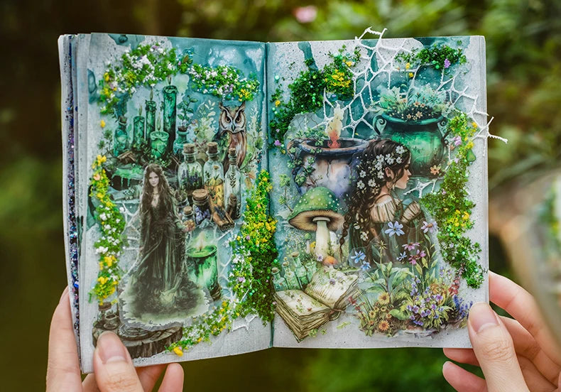 30-Piece Forest Witch Series PET Stickers for Scrapbooking & Journals
