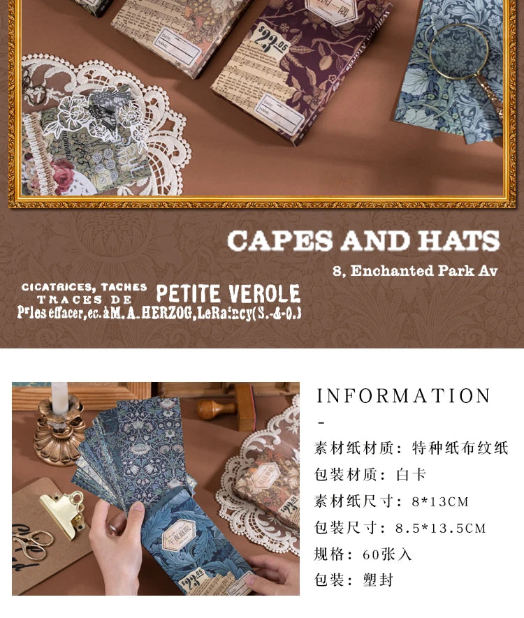 60-Piece Vintage Literature & Art Hand Tent Paper Set