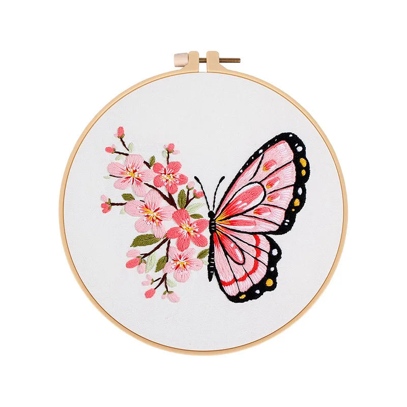 Butterfly & Flower Embroidery Kit – Beginner-Friendly DIY Needlework Set