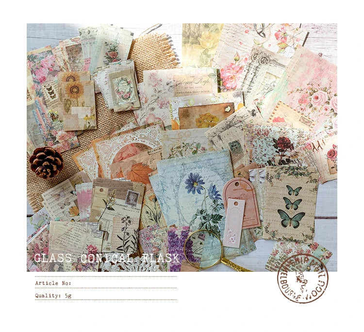 100-Piece Vintage Aesthetic Paper Set for Journaling & Scrapbooking Crafts