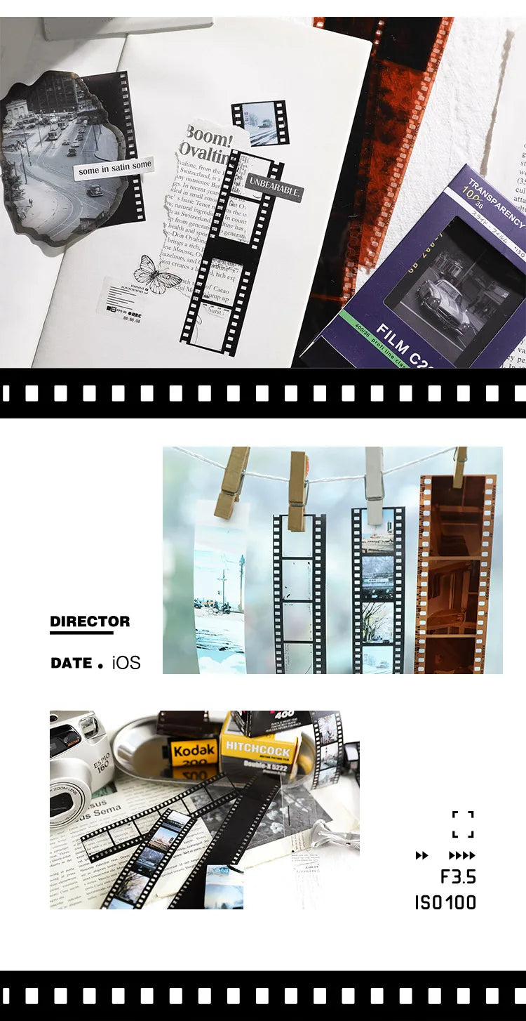 Retro Film-Themed PET Tape for Scrapbooking, Journaling, and Crafts