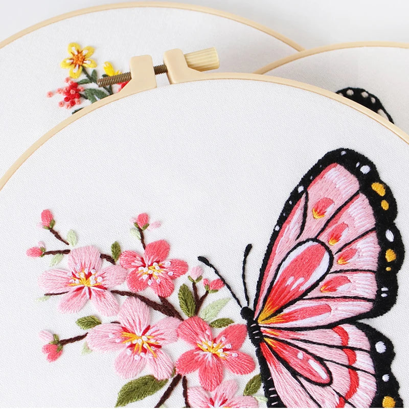Butterfly & Flower Embroidery Kit – Beginner-Friendly DIY Needlework Set