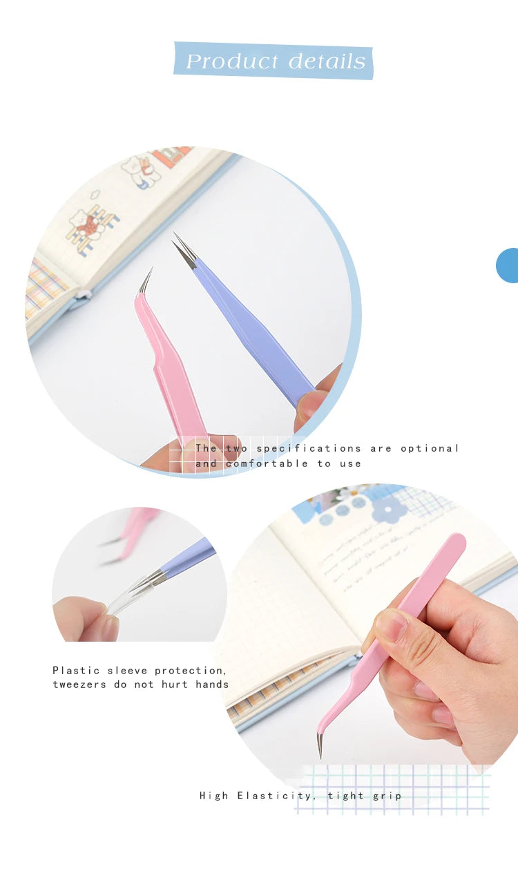 8-Style Candy Color Tweezers – Precision Stainless Steel Tool Set