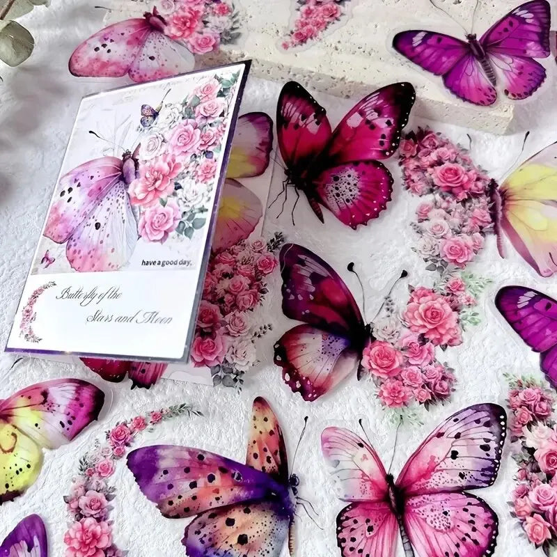 30-Piece Butterfly & Flower Decorative Stickers for Crafts & Journals