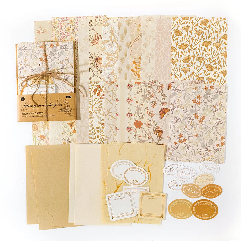 6-Style Vintage Plant Paper Set for Journaling & Scrapbooking Crafts