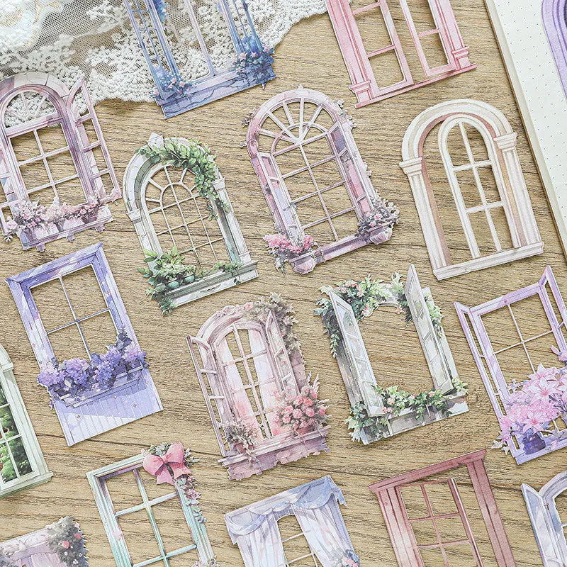 10pcs Window Flower Collage Paper Set for Scrapbooking & Journals