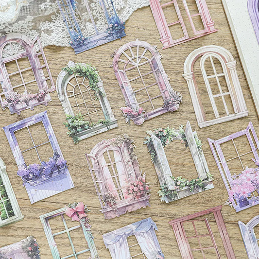 10pcs Window Flower Collage Paper Set for Scrapbooking & Journals