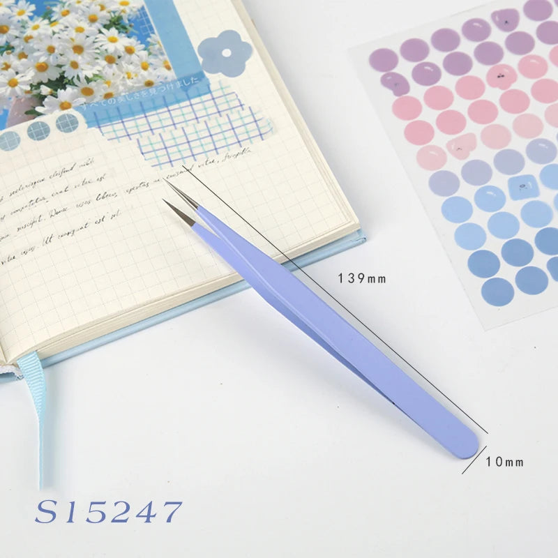 8-Style Candy Color Tweezers – Precision Stainless Steel Tool Set