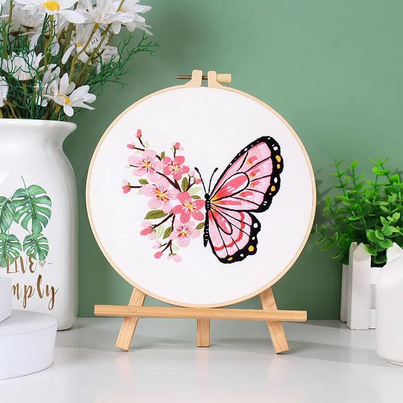 Butterfly & Flower Embroidery Kit – Beginner-Friendly DIY Needlework Set