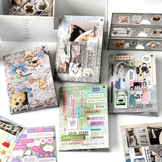 20-Piece Vintage Label PET Scenery Stickers for Scrapbooking & Crafts