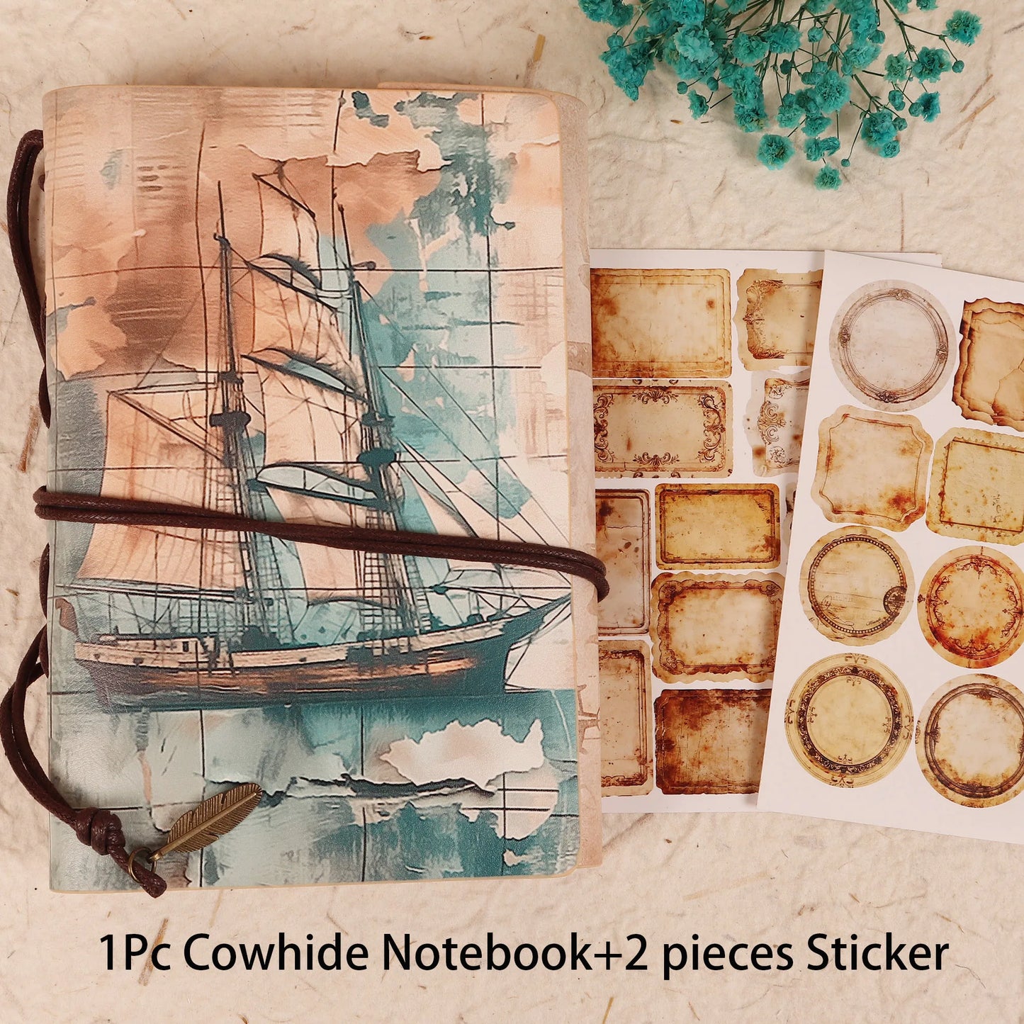 Vintage Waterproof Cowhide Journal for Journaling, Scrapbooking, and Crafts