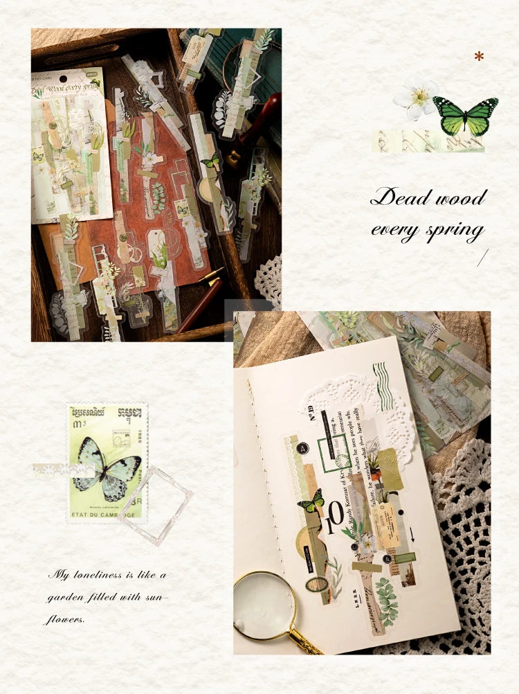 20-Piece Vintage Long Strip Sticker Set for Scrapbooking & Journaling