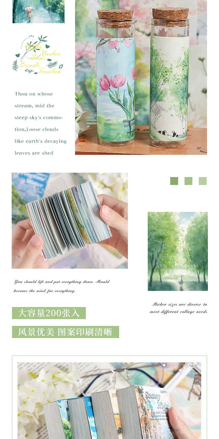 200-Sheet Scrapbook Paper Set with Scenic Landscape Designs for Crafting