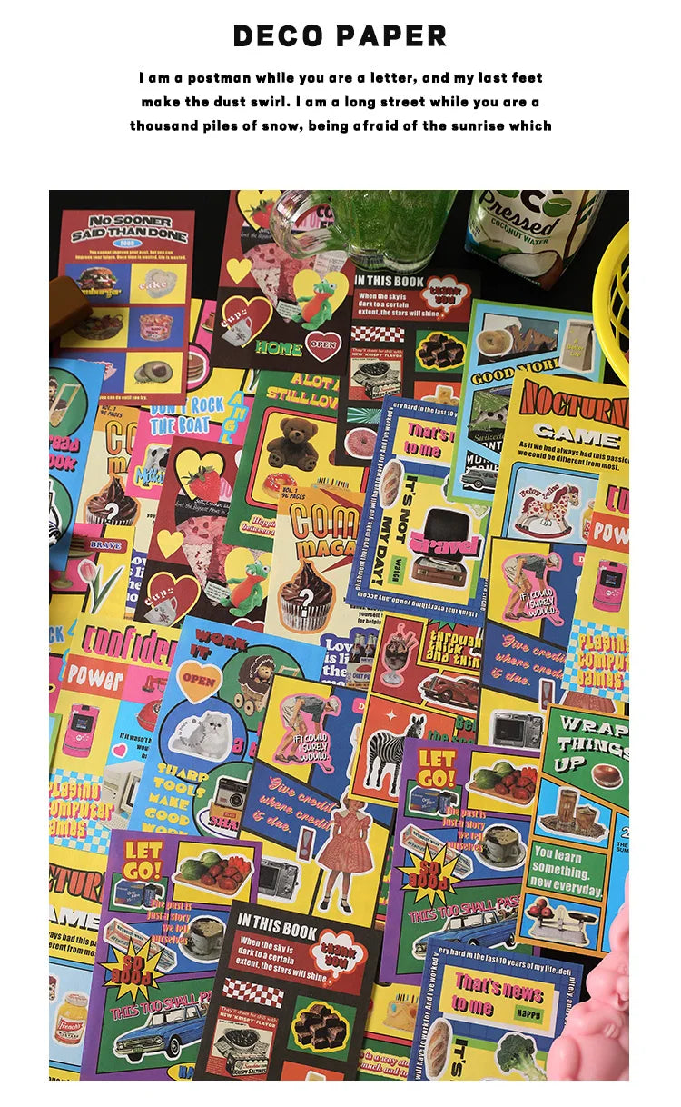 30-Piece Cute Retro Poster Paper Set for Scrapbooking & Journaling