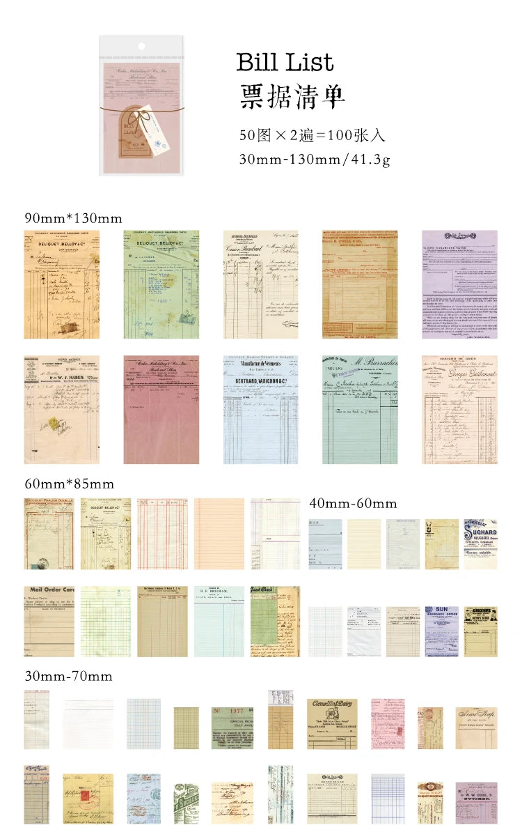 100-Piece Vintage Aesthetic Paper Set for Journaling & Scrapbooking Crafts
