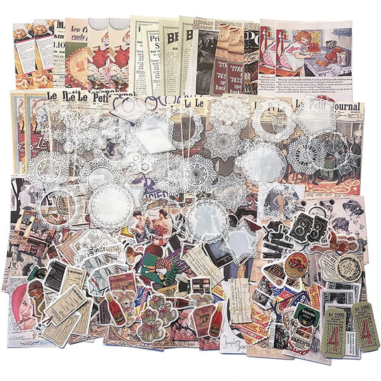 230-Piece Vintage Scrapbooking & Journaling Set for DIY Crafts
