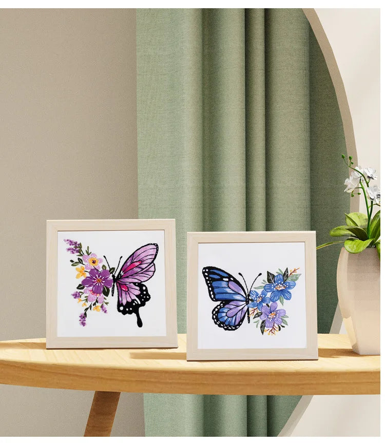 Butterfly & Flower Embroidery Kit – Beginner-Friendly DIY Needlework Set