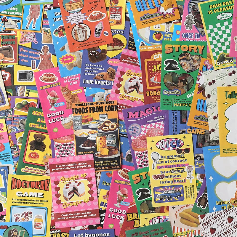30-Piece Cute Retro Poster Paper Set for Scrapbooking & Journaling
