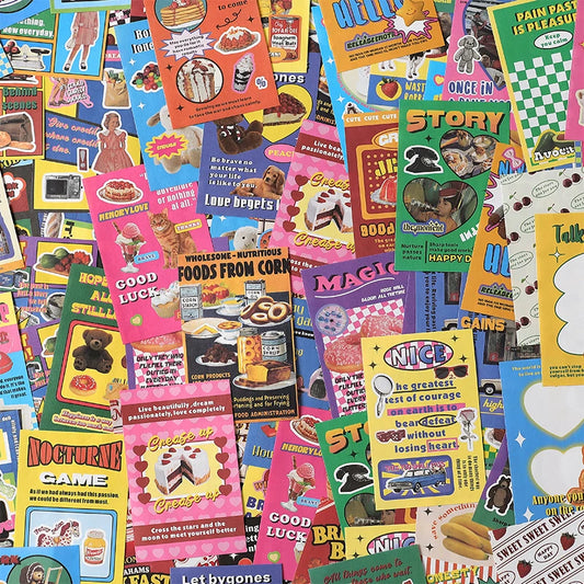 30-Piece Cute Retro Poster Paper Set for Scrapbooking & Journaling