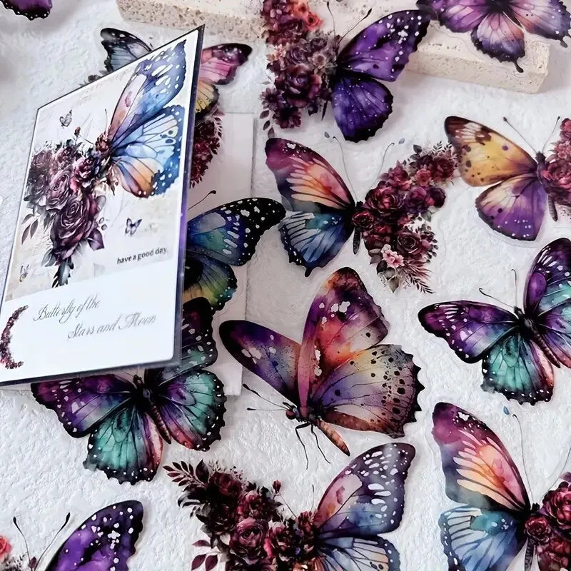 30-Piece Butterfly & Flower Decorative Stickers for Crafts & Journals