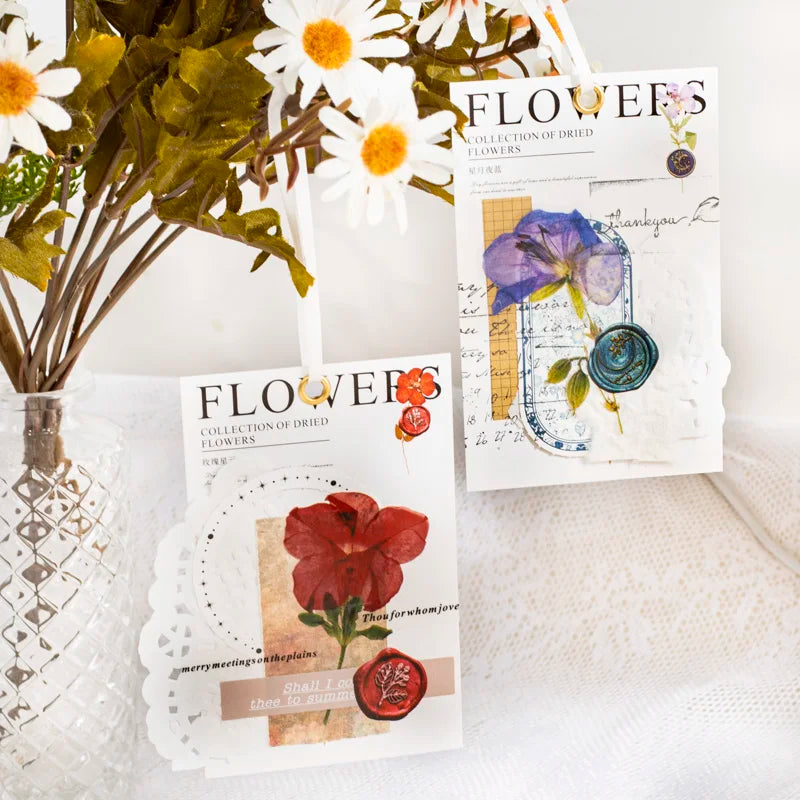 40-Piece Vintage Dried Flower & Leaf Sticker Set for Crafts