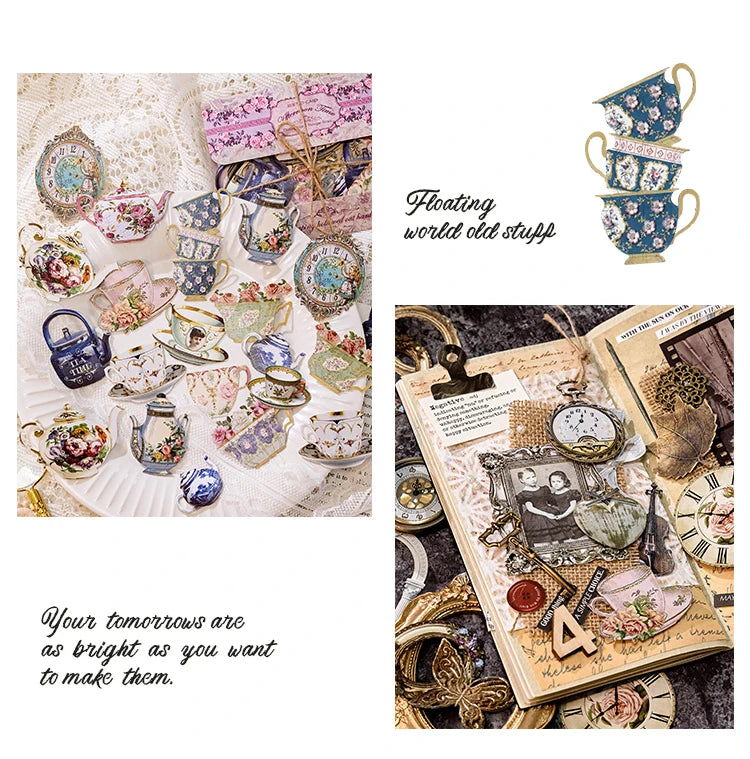 30-Piece Floating Kawaii Baroque Stickers for Scrapbooking & DIY Crafts