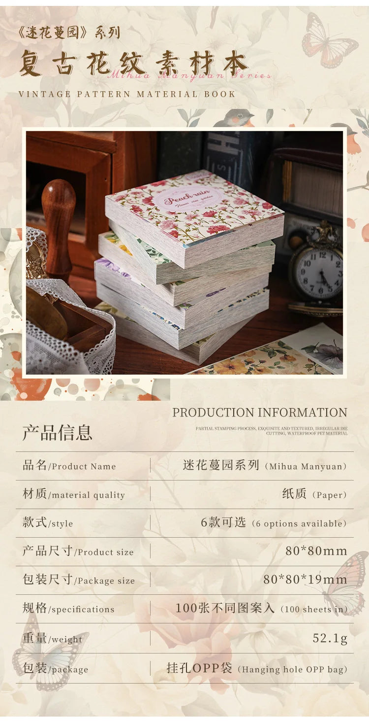 100-Piece Vintage Paper Set for Scrapbooking and Crafting Projects