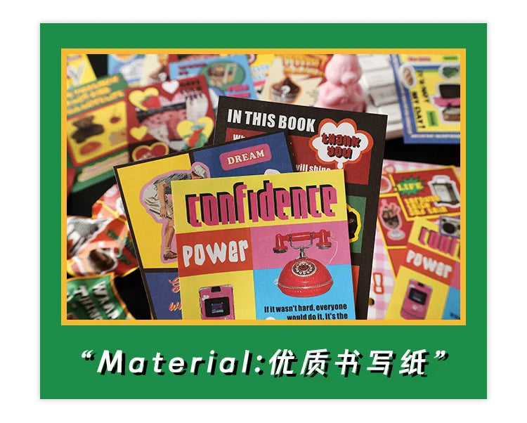 30-Piece Cute Retro Poster Paper Set for Scrapbooking & Journaling