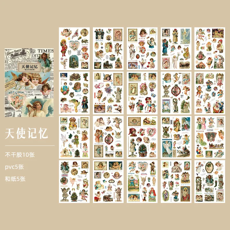 20-Piece Vintage Plant & Mushroom Stickers for Scrapbooking and Crafts