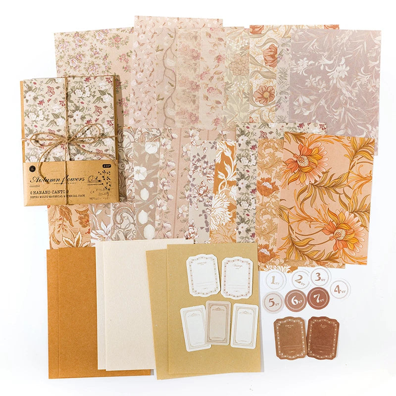 6-Style Vintage Plant Paper Set for Journaling & Scrapbooking Crafts