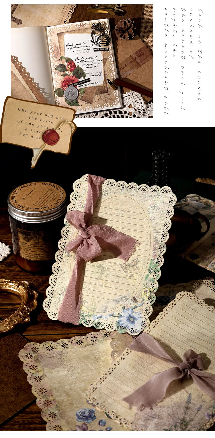 10-Piece Vintage Floral Lace Paper Set for Scrapbooking and Crafting