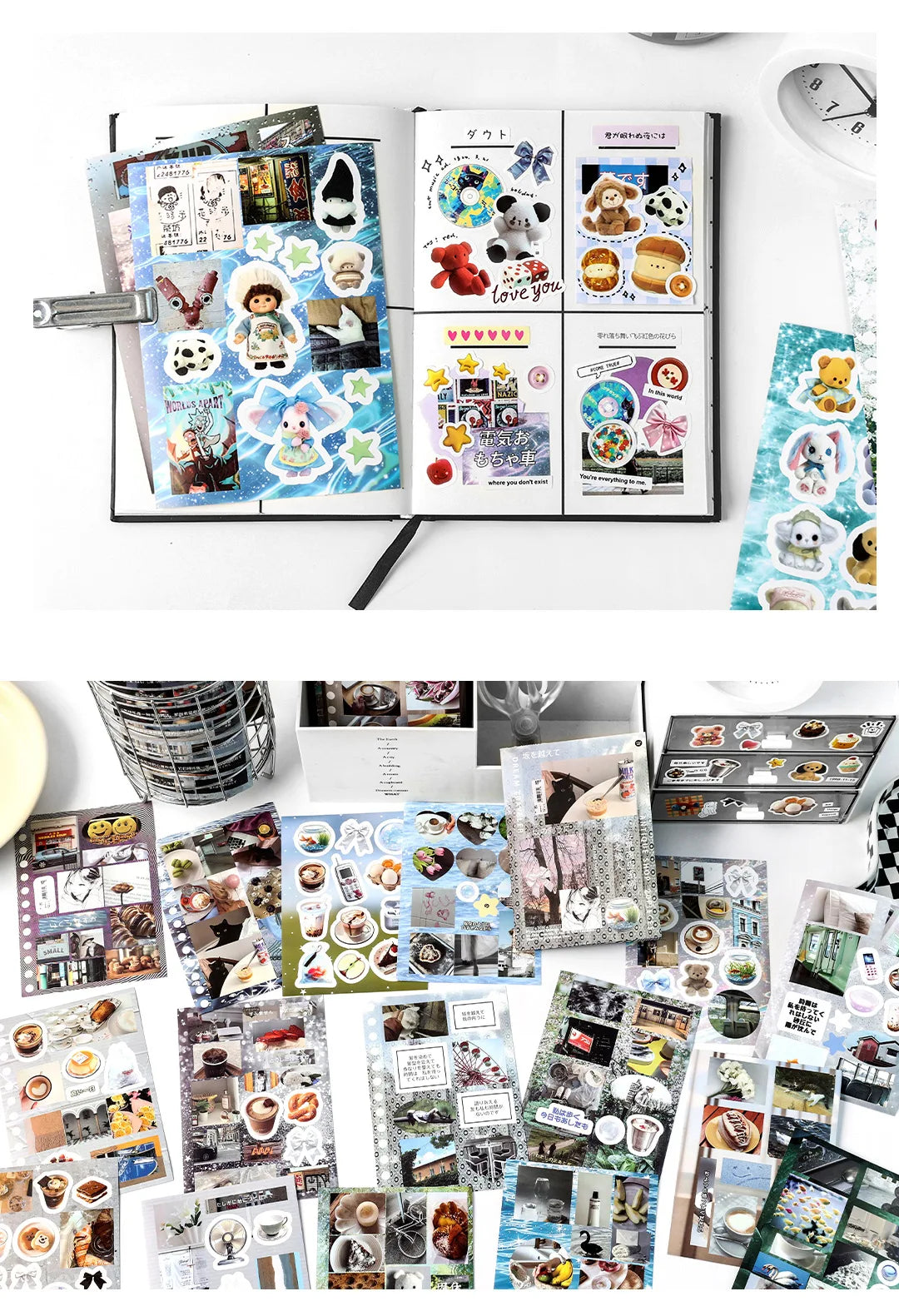 20-Piece Vintage Label PET Scenery Stickers for Scrapbooking & Crafts