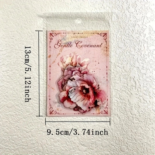 20 Sheets Vintage Flower & Letter PET Stickers for Crafting