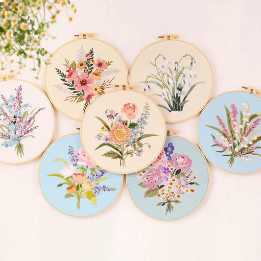 DIY Flower Embroidery Kit for Beginners – Complete Craft Set