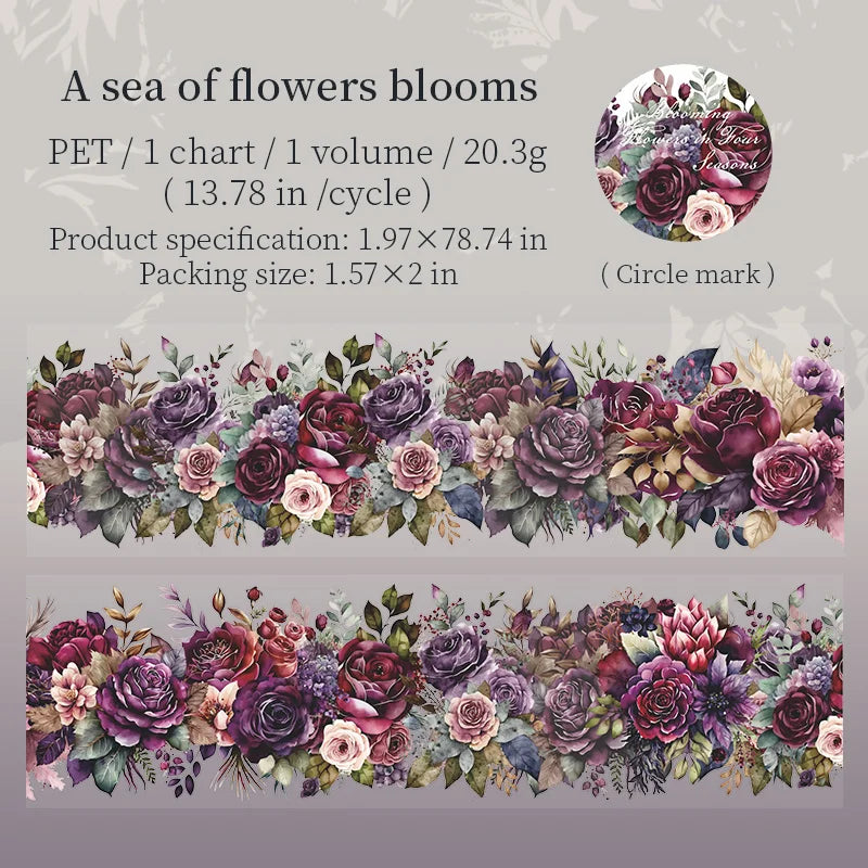 50mm x 2m Floral Decorative Tape for Scrapbooking and Crafts