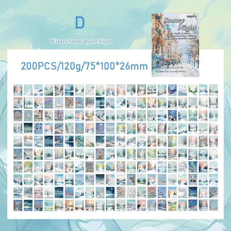 200-Sheet Scrapbook Paper Set with Scenic Landscape Designs for Crafting