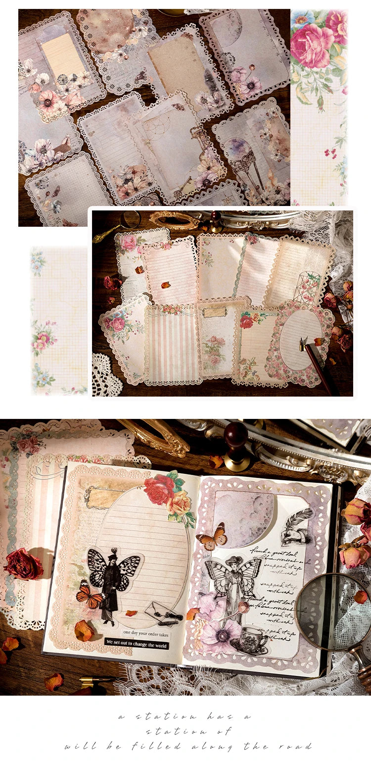 10-Piece Vintage Floral Lace Paper Set for Scrapbooking and Crafting