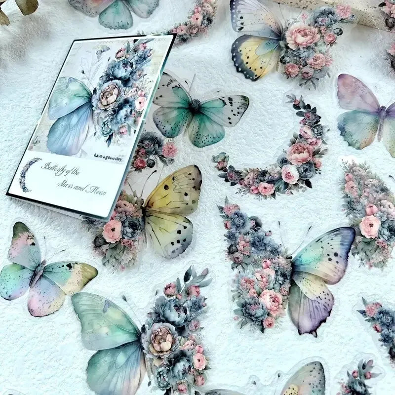30-Piece Butterfly & Flower Decorative Stickers for Crafts & Journals