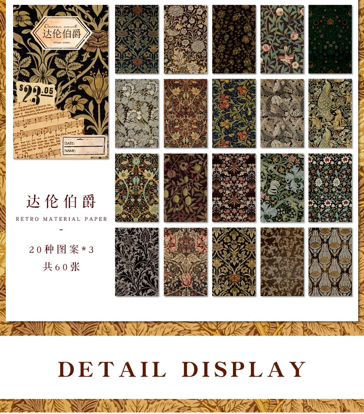 60-Piece Vintage Literature & Art Hand Tent Paper Set