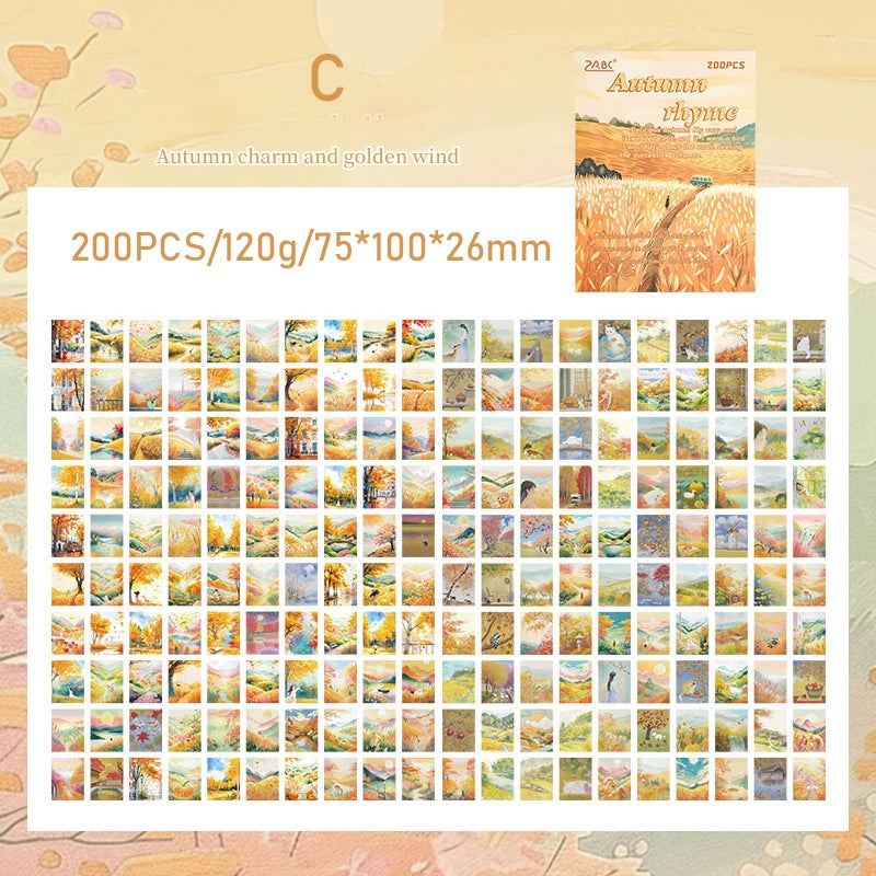 200-Sheet Scrapbook Paper Set with Scenic Landscape Designs for Crafting