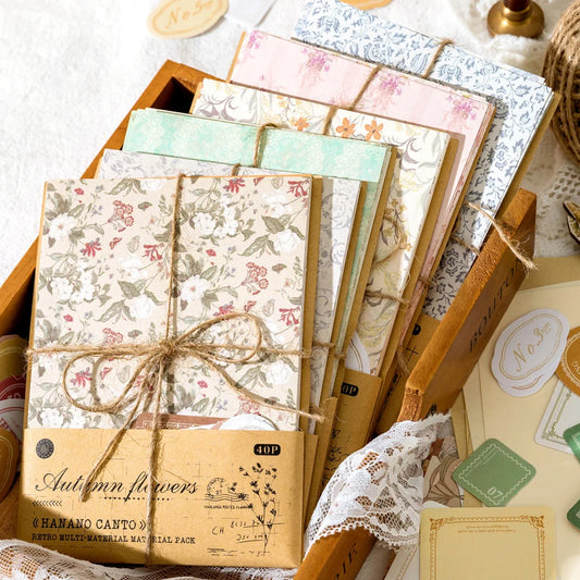 6-Style Vintage Plant Paper Set for Journaling & Scrapbooking Crafts