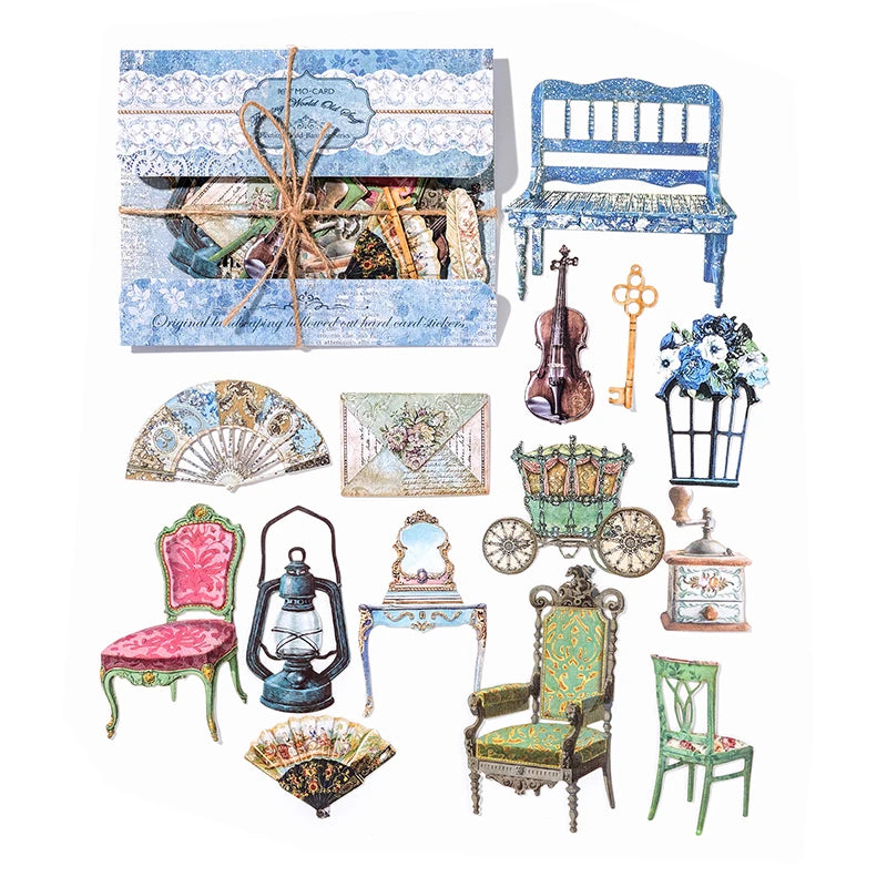 30-Piece Floating Kawaii Baroque Stickers for Scrapbooking & DIY Crafts