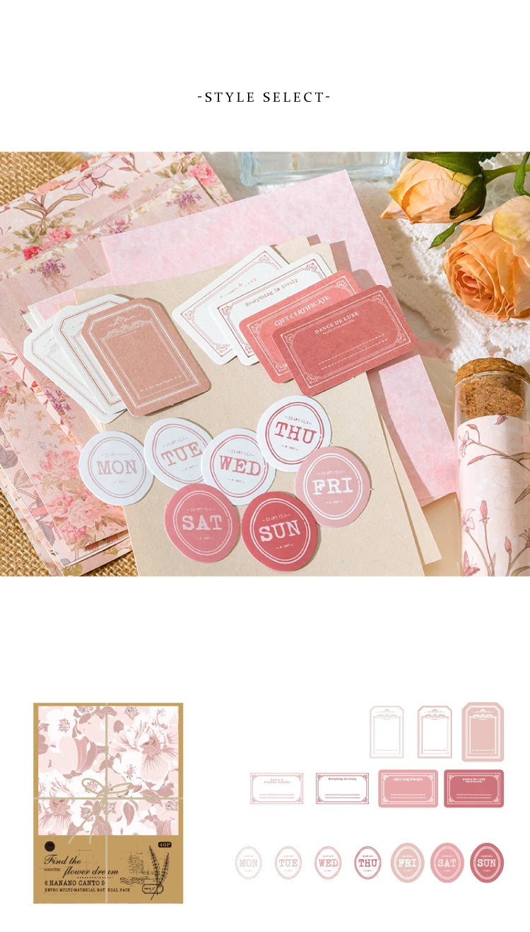 6-Style Vintage Plant Paper Set for Journaling & Scrapbooking Crafts